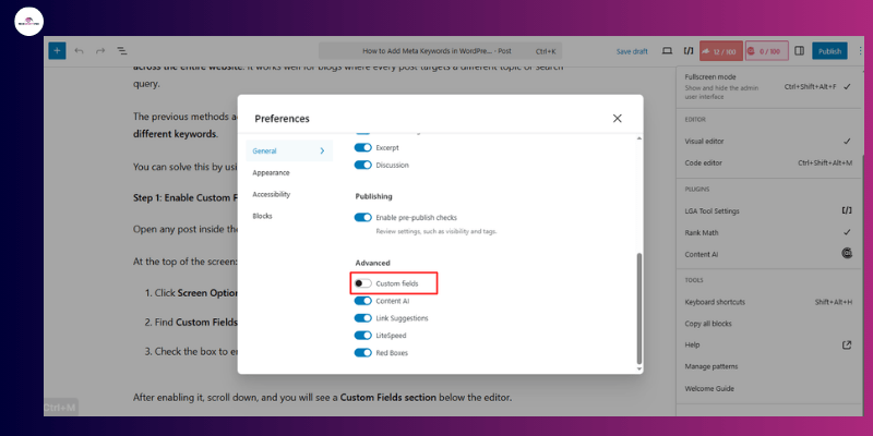 How to Add Meta Keywords to Individual WordPress Posts Using Custom Fields 