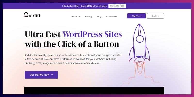 Airlift homepage screenshot