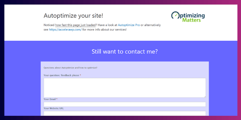 Autoptimize homepage screenshot