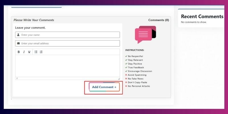 WordPress comment section