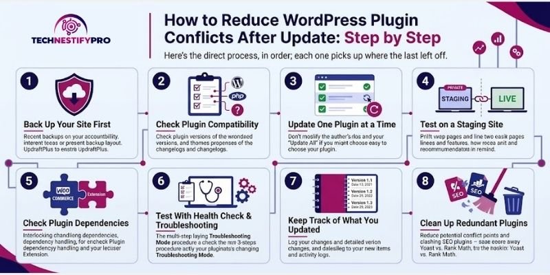 How to Reduce WordPress Plugin Conflicts After Update Step by Step-infographic