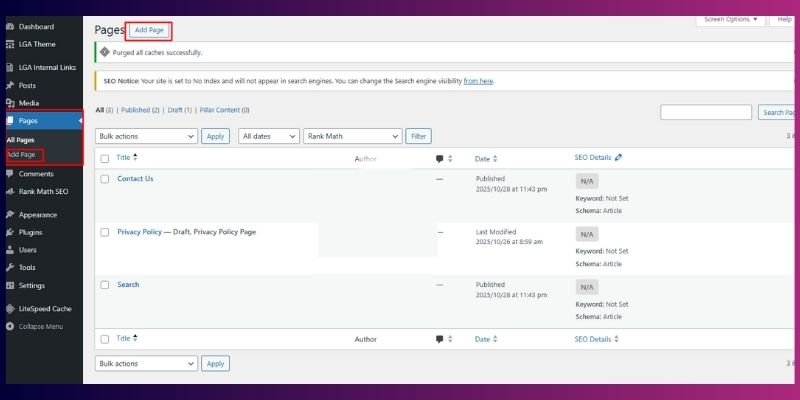 How to add a page in WordPress?