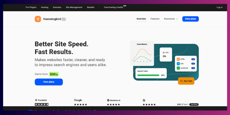 Hummingbird homepage screenshot