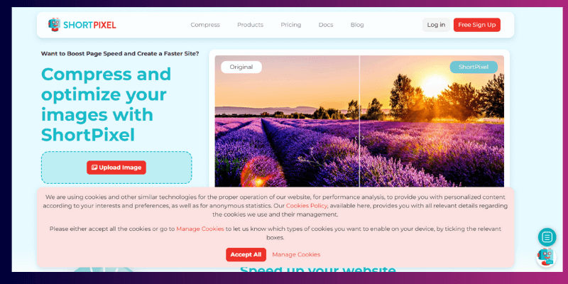 ShortPixel homepage screenshot
