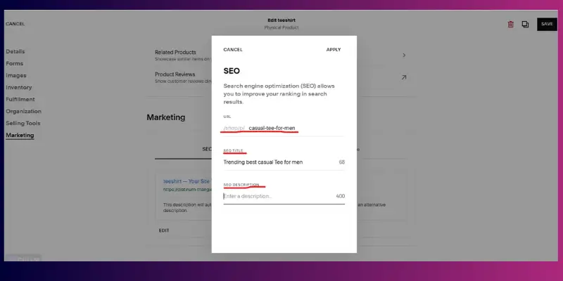 Squarespace built-in seo features