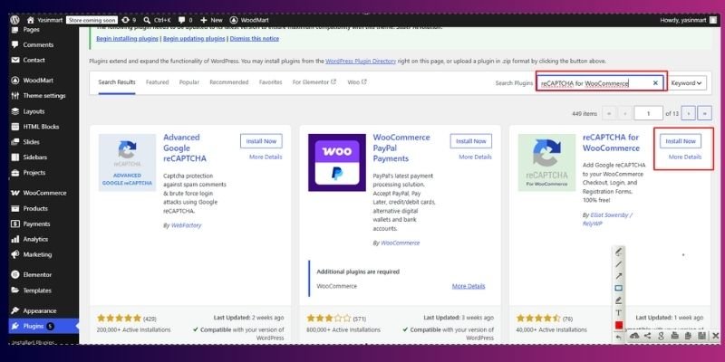 Step 3 Add reCAPTCHA for WooCommerce