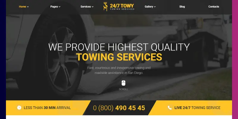 Towy – Dedicated Towing WordPress Theme