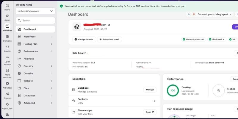 Update PHP in WordPress on Hostinger: 