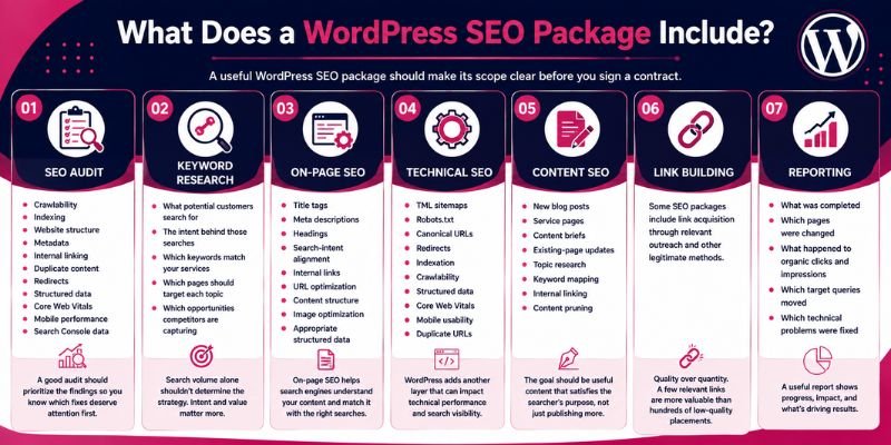 What Does a WordPress SEO Package Include?-infographic