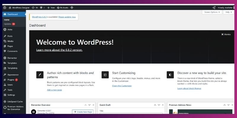 WordPress Dashboard Overview