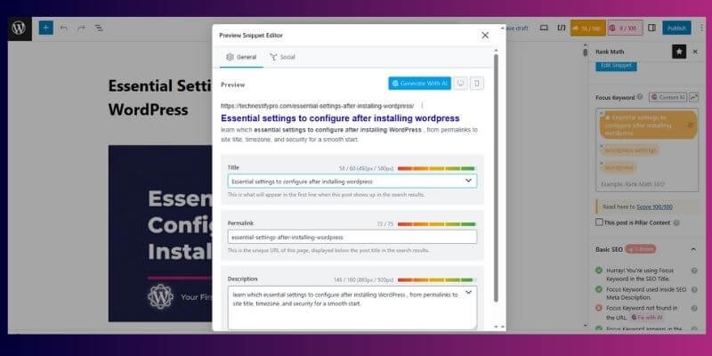 Wordpress feature-SEO friendly- rankmath