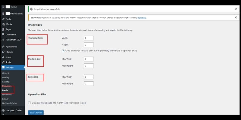 WordPress Settings/ Media