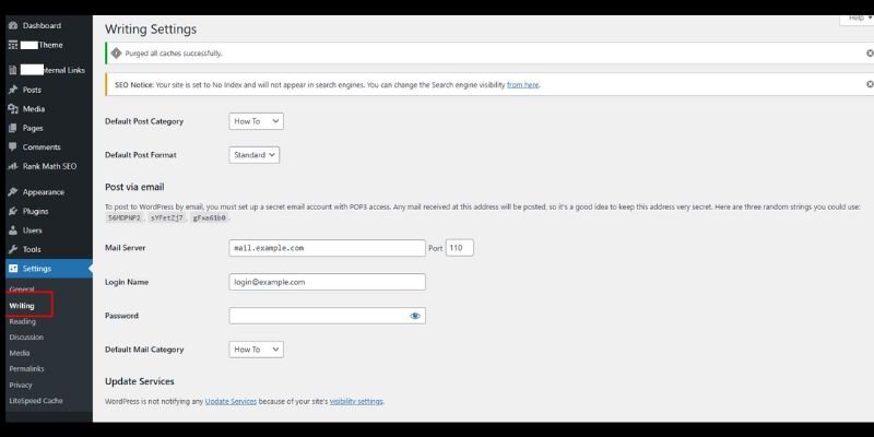WordPress Settings/Writting