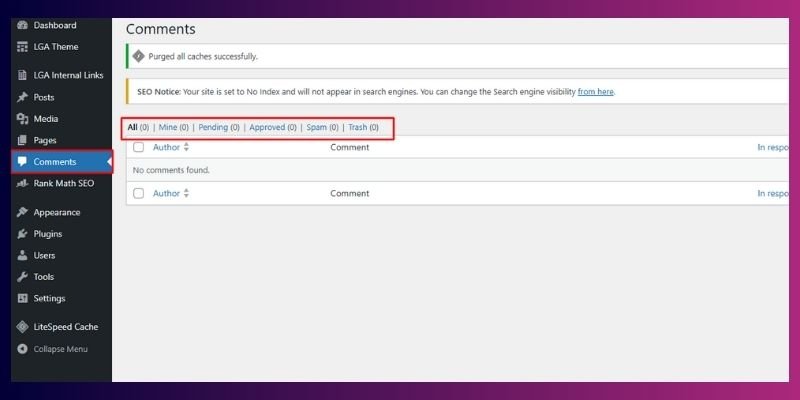 how to access and manage WordPress comments