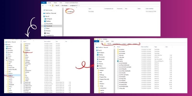 how to install, extract and move WordPress to xammp?