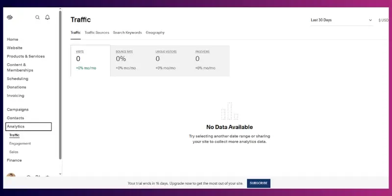 how to track analytics in square space