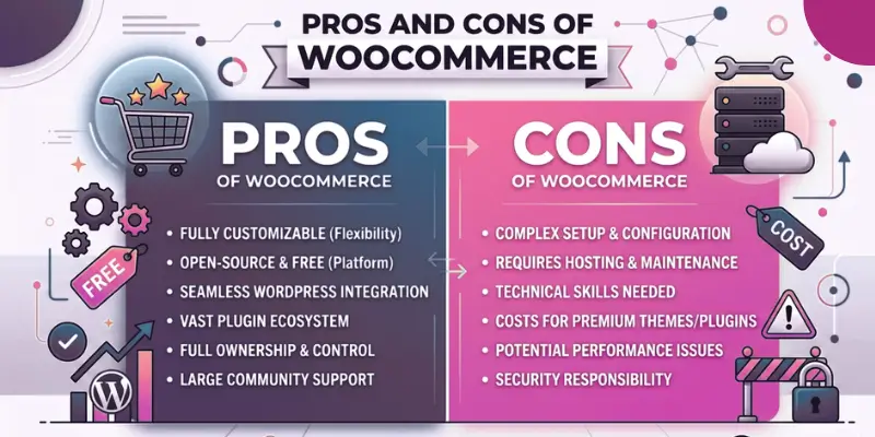 pros and cons of woocommerce - infographic